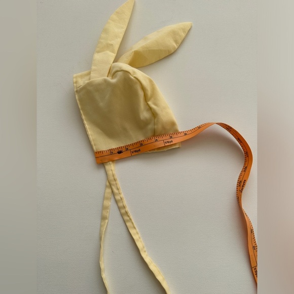NWT - Bunny Bonnet - Handmade - Yellow - 6-12m (Est.) - Picture 3 of 5